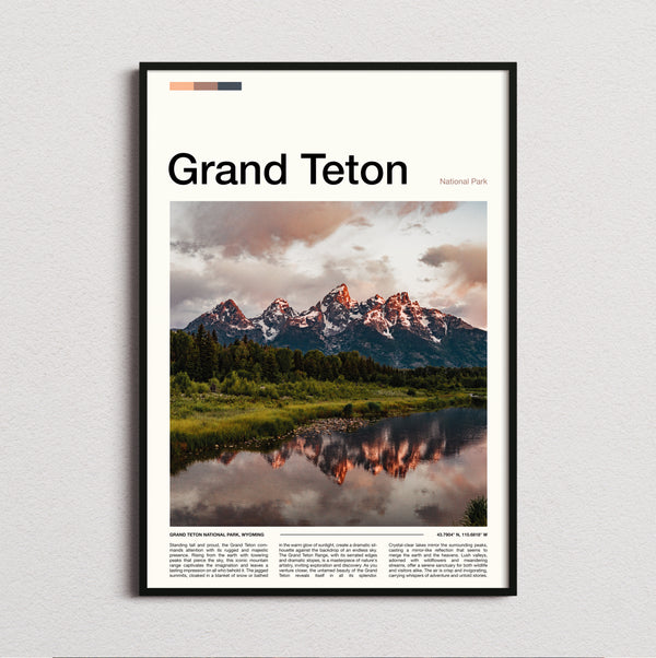 Grand Teton - Mountains Reflected In River - Travel Print