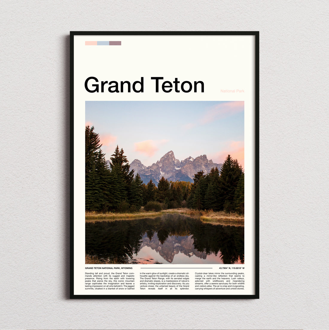 Grand Teton - Pines Reflected In The Lake - Travel Print