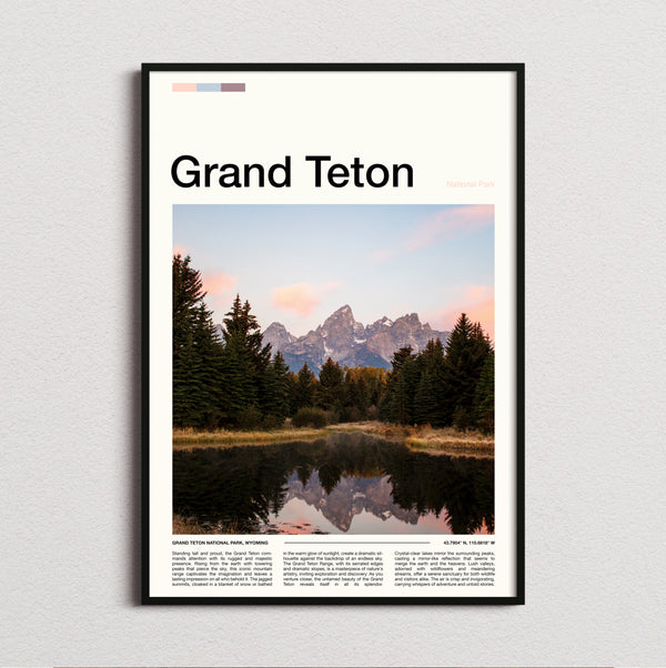 Grand Teton - Pines Reflected In The Lake - Travel Print
