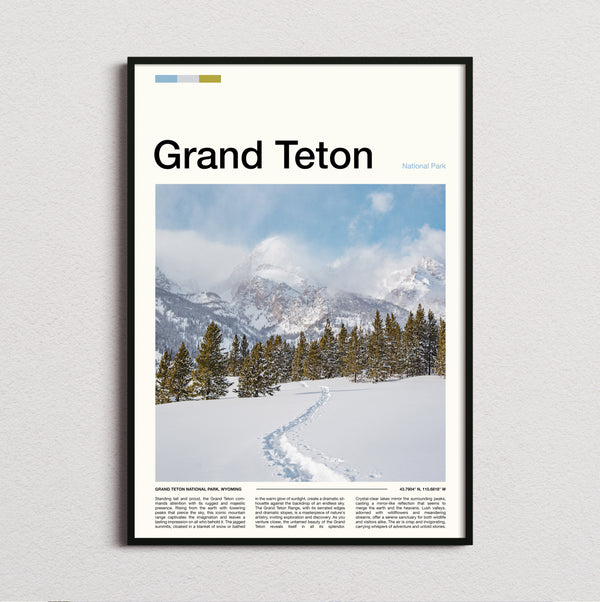 Grand Teton - Snowy Trail And Peaks - Travel Print