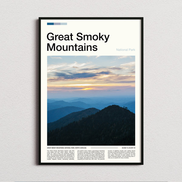 Great Smoky Mountains - Mountain Ridges At Sunset - Travel Print