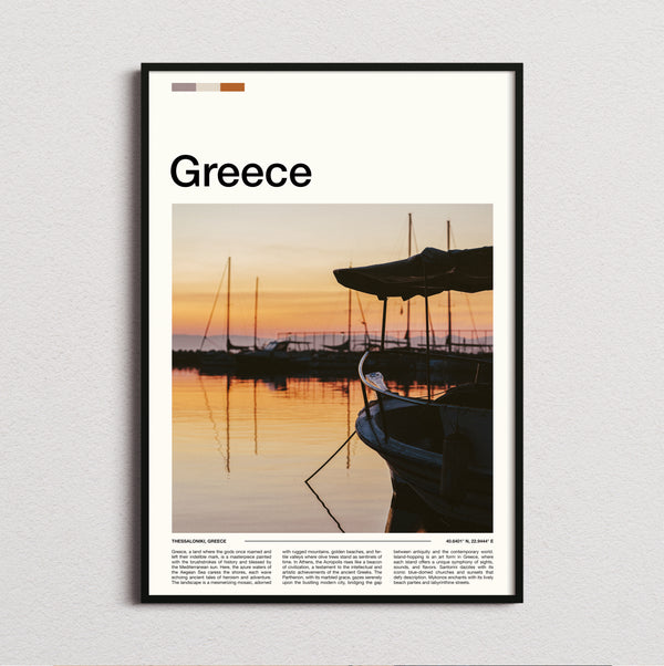 Greece - Boat At Sunset - Travel Print