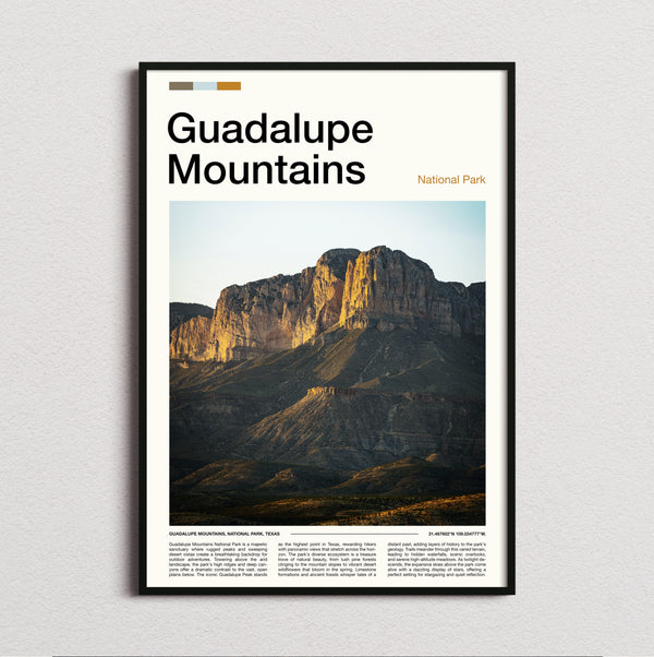 Guadalupe Mountains - Sunlit Mountain Ridge - Travel Print