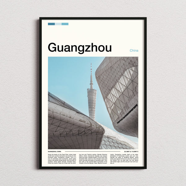 Guangzhou Canton Tower Skyline Travel Print framed and photographed straight on