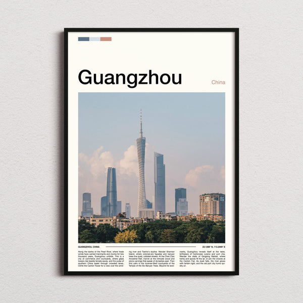 Guangzhou Canton Tower Skyline Travel Print framed and photographed straight on