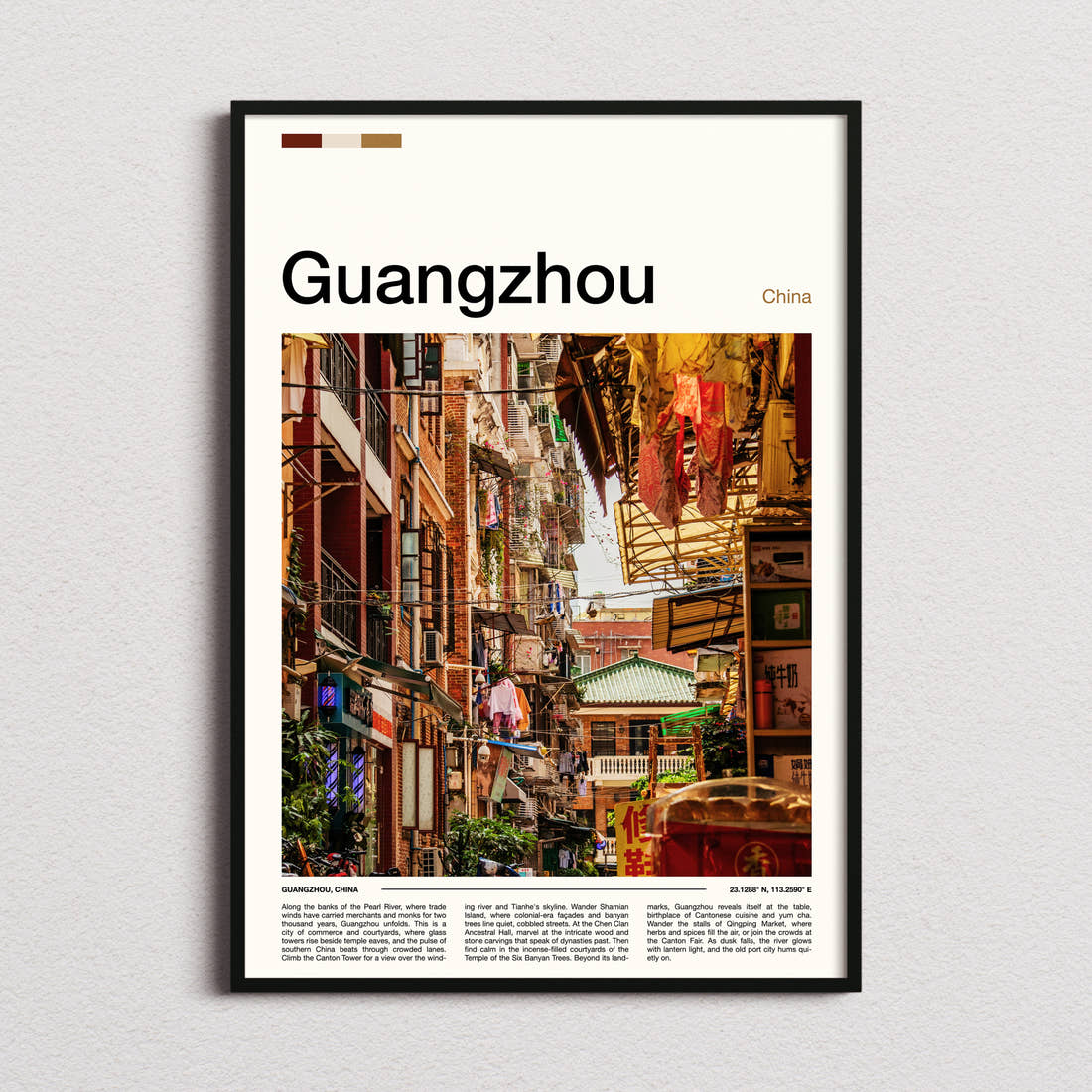 Guangzhou Old Quarter Alleyway Travel Print framed and photographed straight on