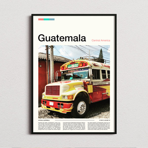 Guatemala - Colourful Chicken Bus - Travel Print