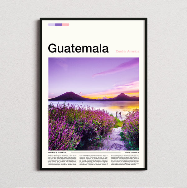 Guatemala - Volcanoes Across The Lake - Travel Print