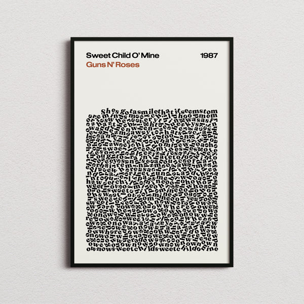 Guns N' Roses Sweet Child O' Mine Lyric Print