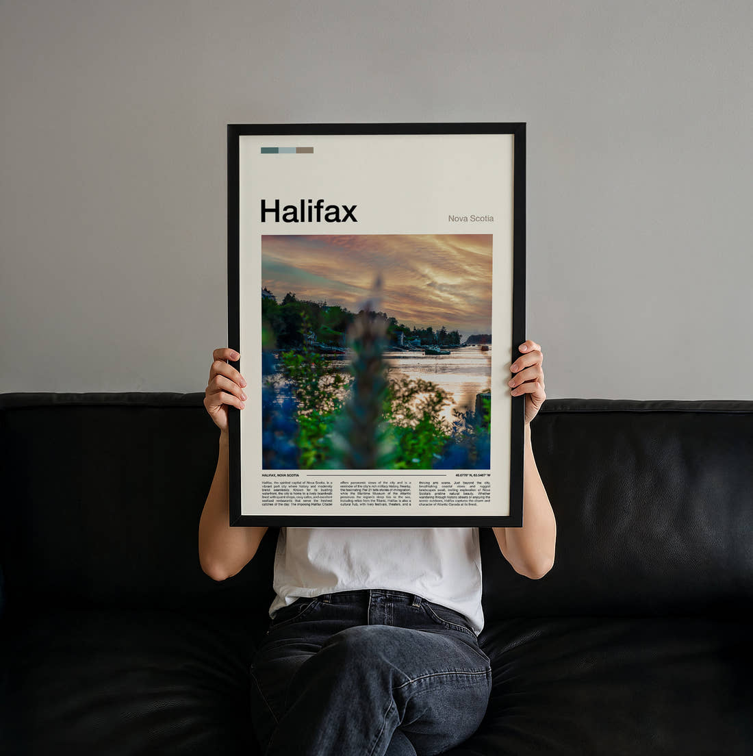 Halifax Travel Print held up by hand to show the size of the print