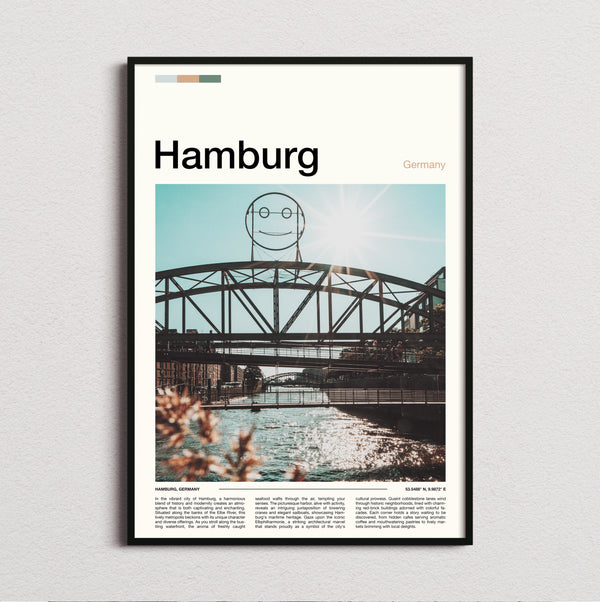 Hamburg - Bridge With Smiley Face - Travel Print