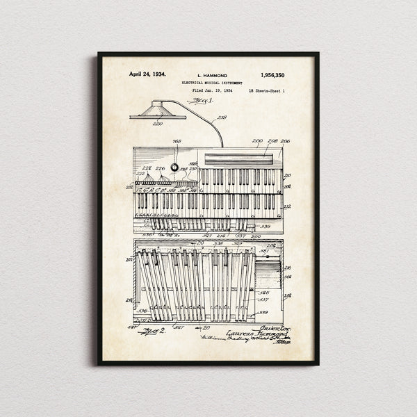 Hammond B3 Organ Patent Print