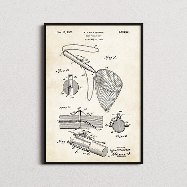Hand Fishing Net Patent Print