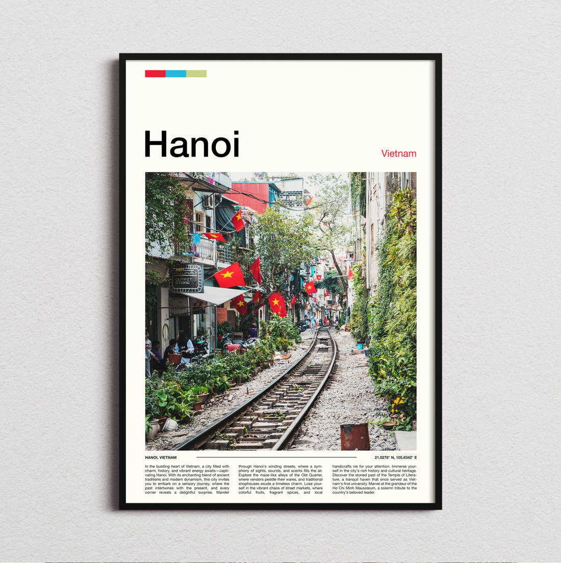 Hanoi Train Street Travel Print framed and photographed straight on