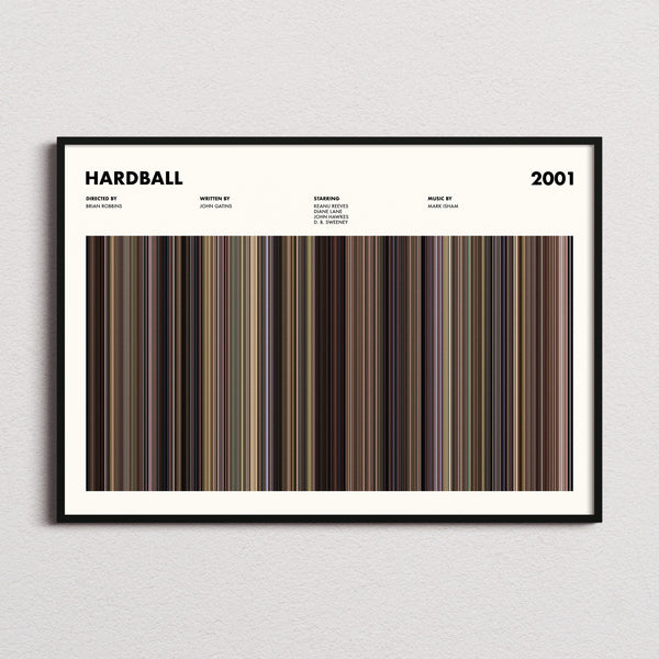 Hardball Movie Barcode Poster framed and photographed straight on
