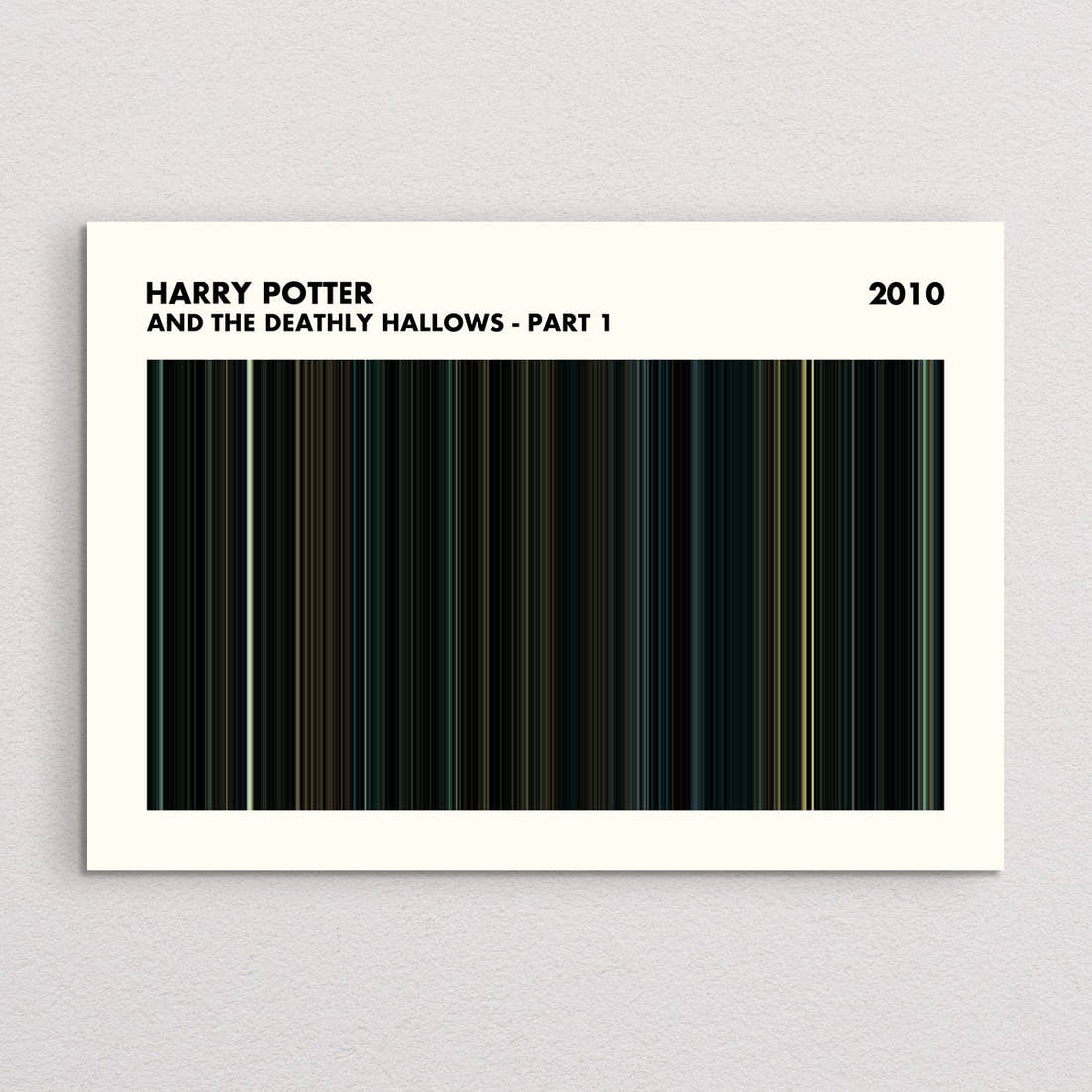 Harry Potter and the Deathly Hallows Part 1 movie barcode print, A5 Simplified layout