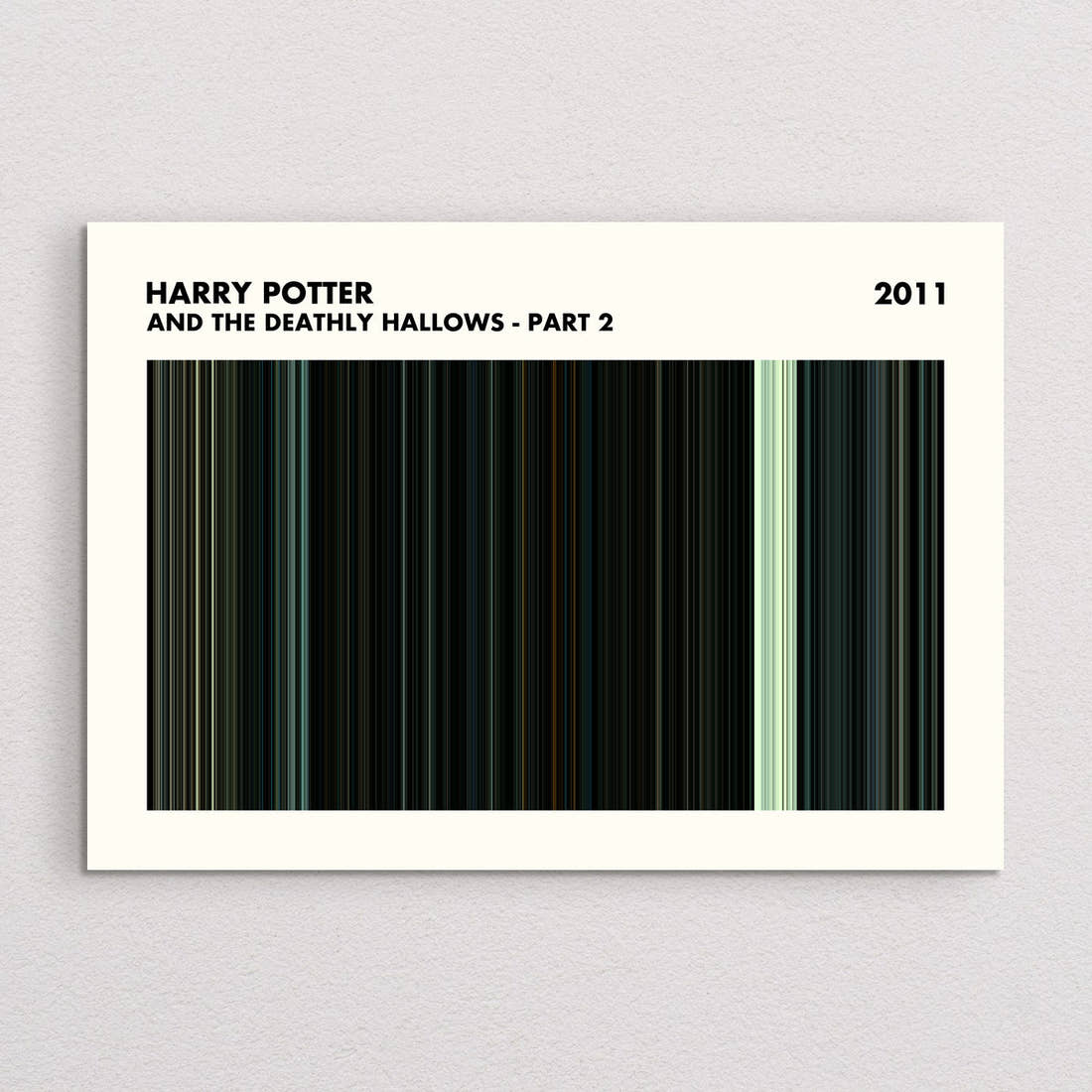 Harry Potter and the Deathly Hallows Part 2 movie barcode print, A5 Simplified layout