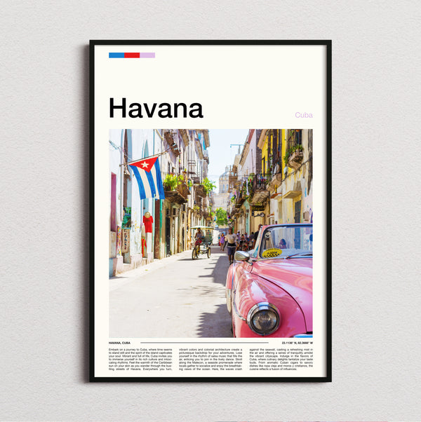 Havana - Pink Vintage Car - Travel Print