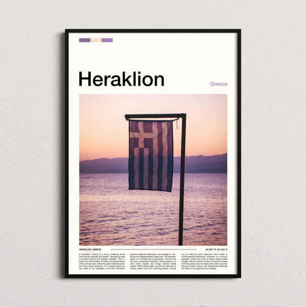 Heraklion - Greek Flag - Travel Print
