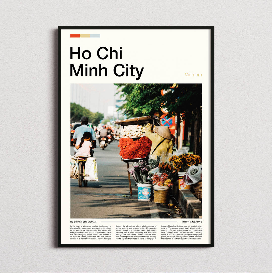 Ho Chi Minh City Flower Stall On The Street Travel Print framed and photographed straight on