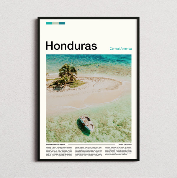 Honduras - Sandbank With Palm Tree - Travel Print
