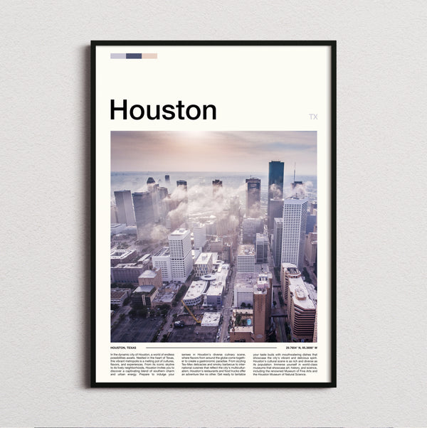 Houston - Misty Skyline - Travel Print