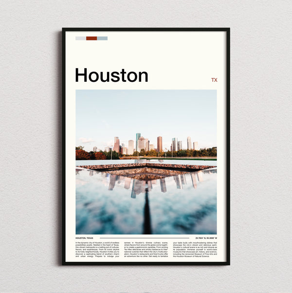 Houston - Skyline Reflection - Travel Print