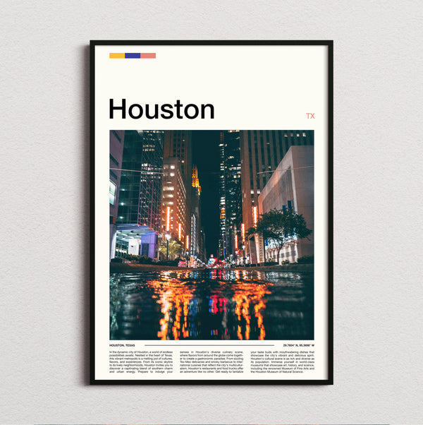 Houston - Wet Street At Night - Travel Print