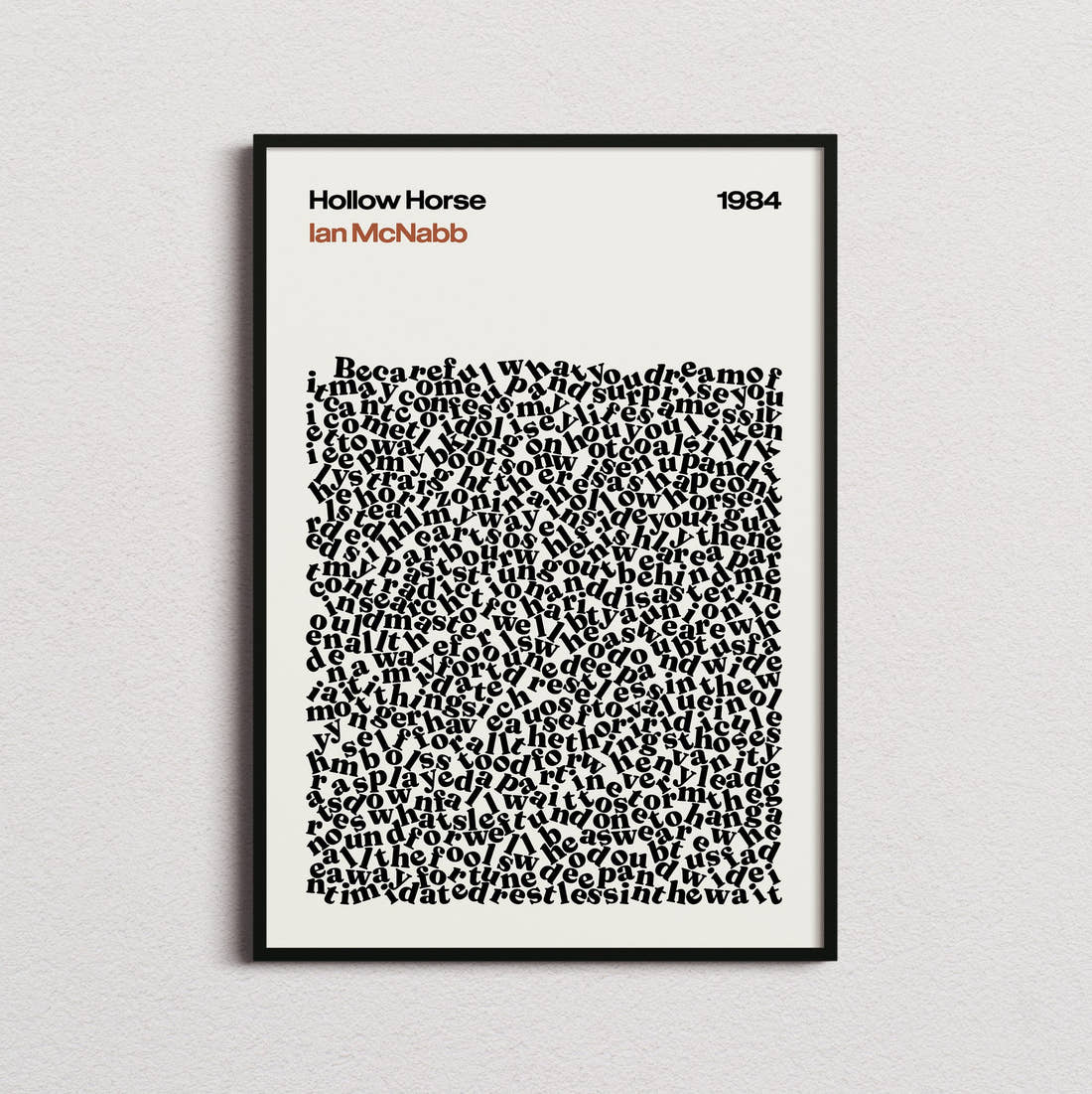 Ian McNabb Hollow Horse Lyric Print in the cream colourway, framed