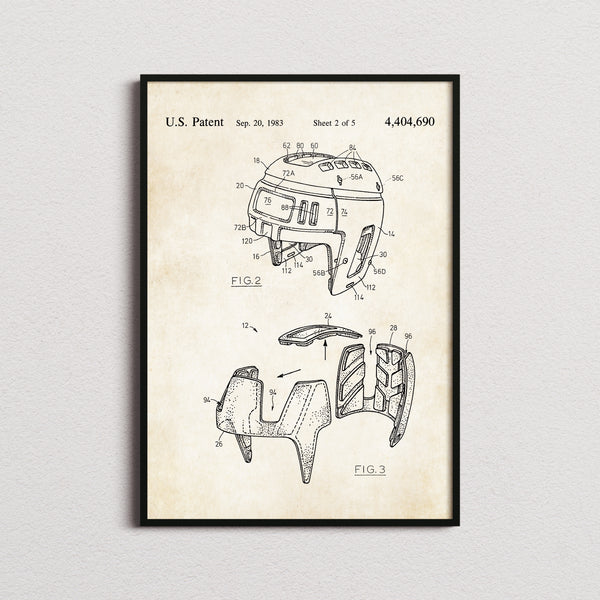 Ice Hockey Helmet Patent Print