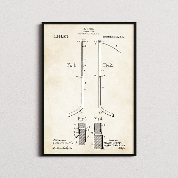 Ice Hockey Stick Patent Print