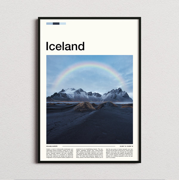 Iceland - Rainbow Over Mountains - Travel Print