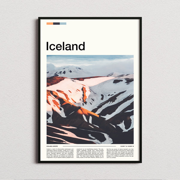 Iceland - Snowy Volcanic Mountains - Travel Print