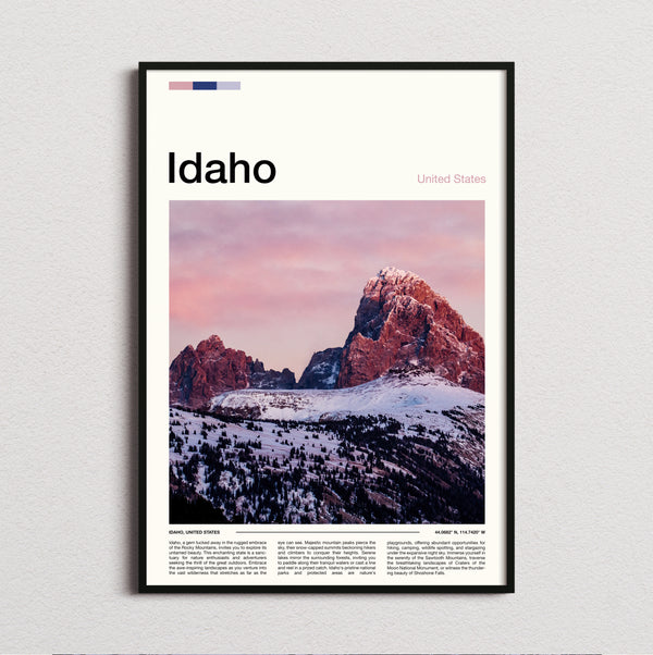 Idaho - Pink Dawn Over Peaks - Travel Print