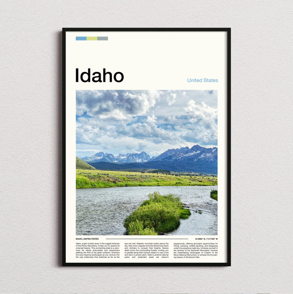 Idaho - River Below Mountains - Travel Print
