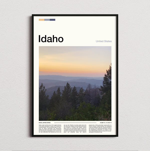 Idaho - Sunset Over Forested Hills - Travel Print