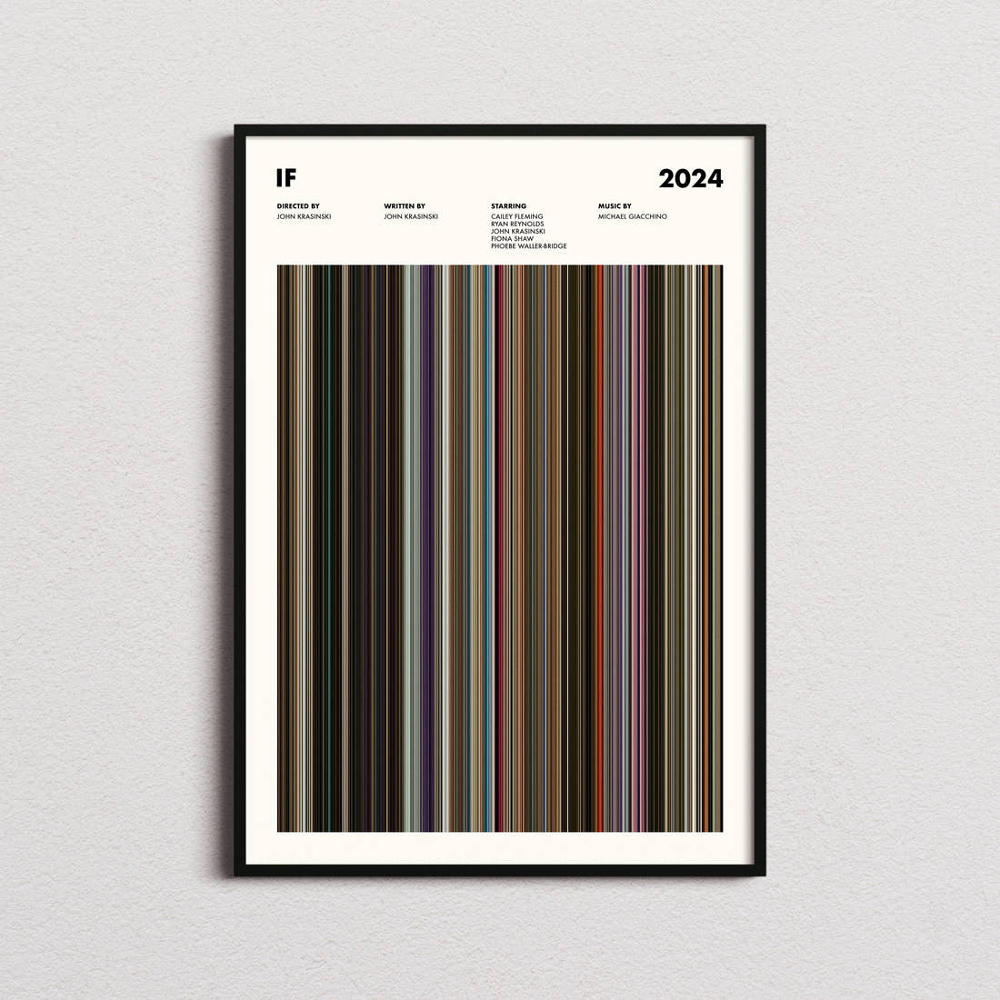 IF Movie Barcode Poster framed on a plain studio wall