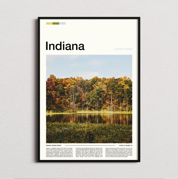 Indiana - Autumn Forest By Lake - Travel Print