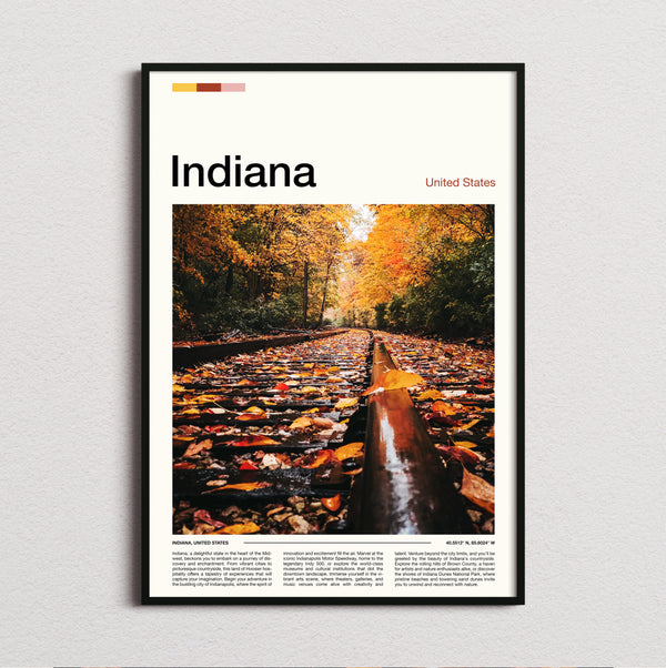 Indiana - Autumn Leaves On Tracks - Travel Print