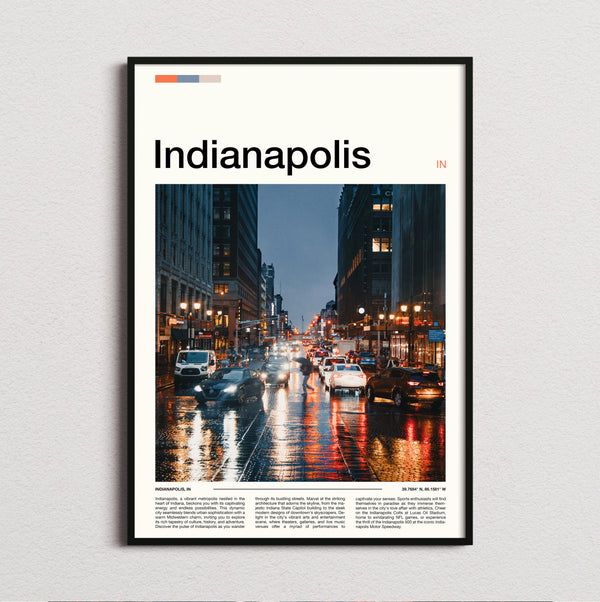Indianapolis - Rainy Street At Dusk - Travel Print