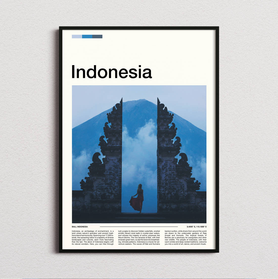 Indonesia Gates Of Heaven Travel Print framed and photographed straight on