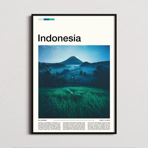 Indonesia - Volcano At Dusk - Travel Print