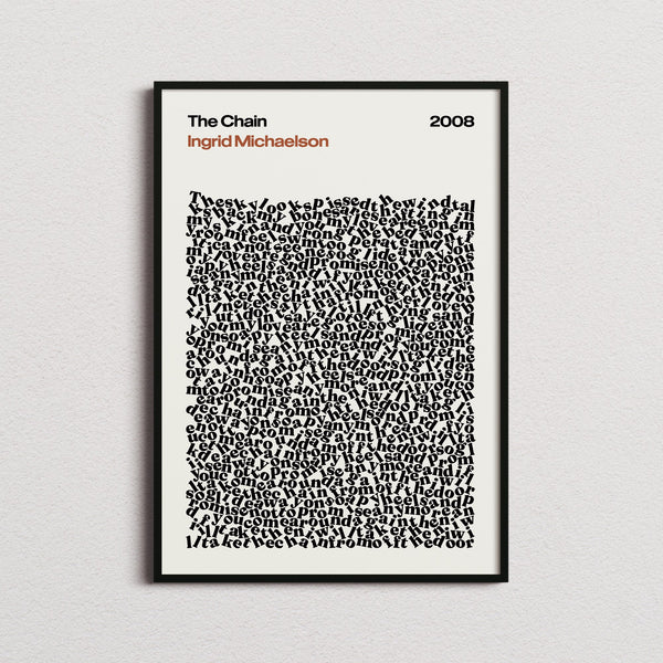 Ingrid Michaelson The Chain Lyric Print in the cream colourway, framed