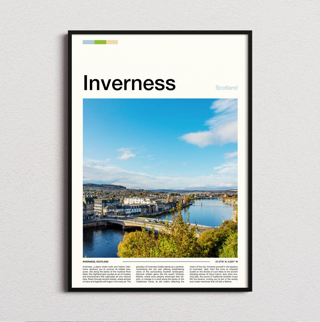 Inverness River Ness And Bridge Travel Print framed and photographed straight on