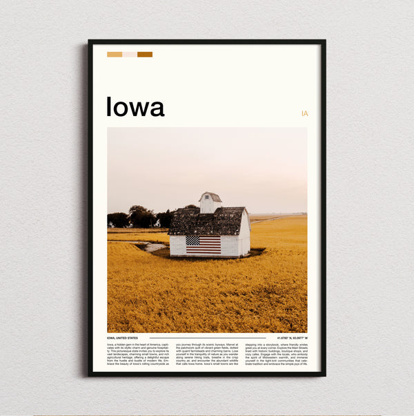 Iowa - Farmhouse In Golden Field - Travel Print