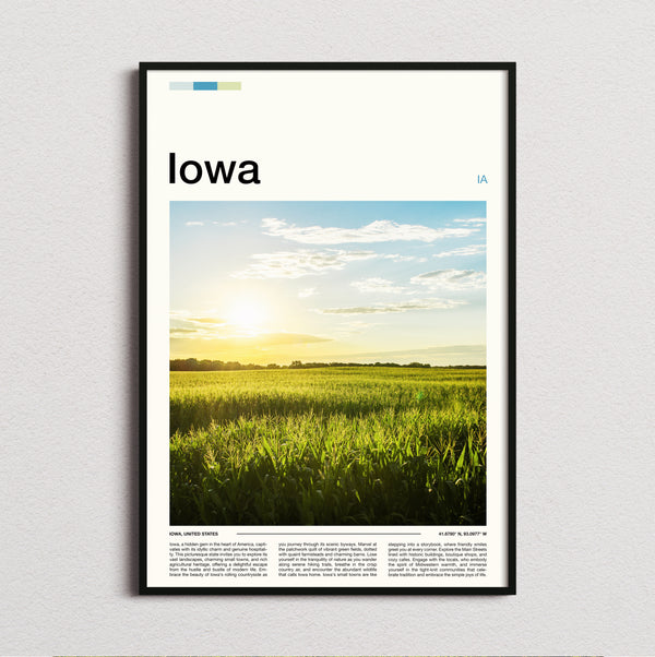 Iowa - Sunlit Cornfield - Travel Print