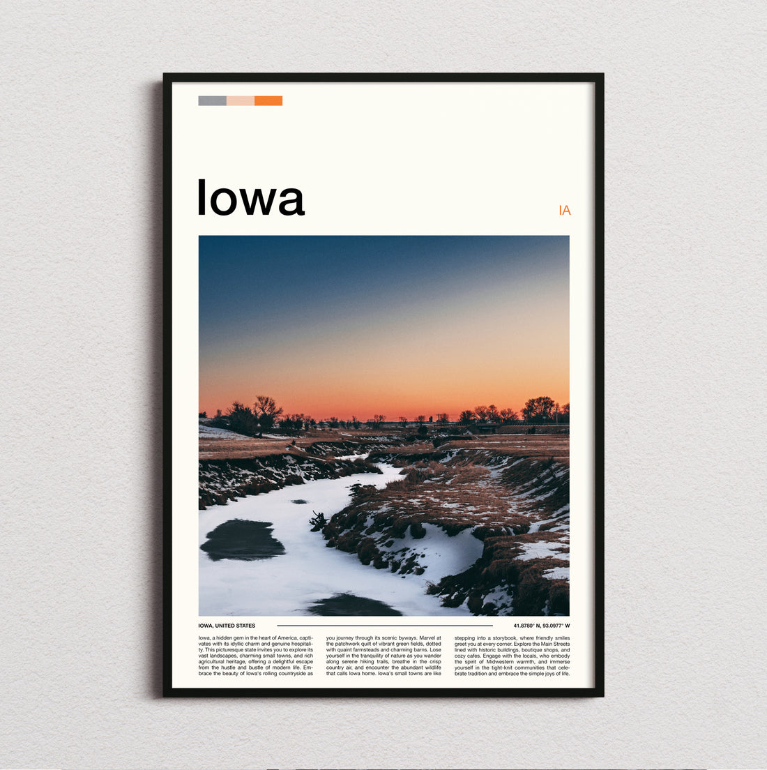 Iowa - Frozen Creek At Sunrise - Travel Print