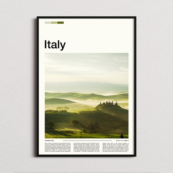 Italy - Rolling Green Hills - Travel Print