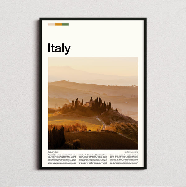 Italy - Cypress Trees On Hills - Travel Print