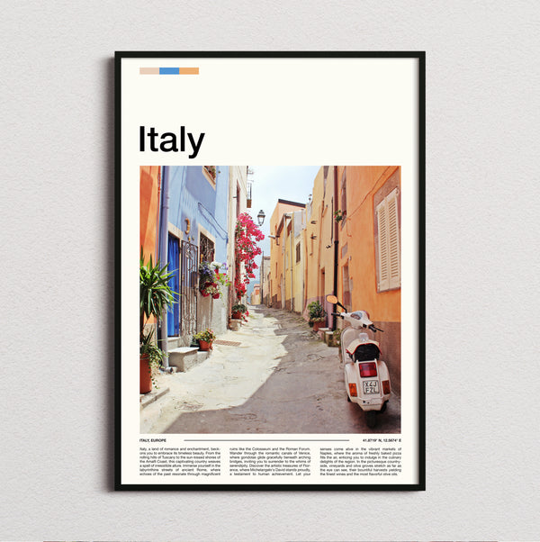 Italy - White Vespa In Alley - Travel Print